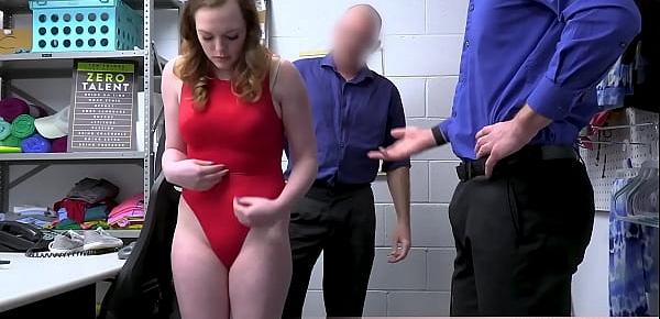  Chubby and cute Irish redhead teen tried to stole some lingerie at the mall